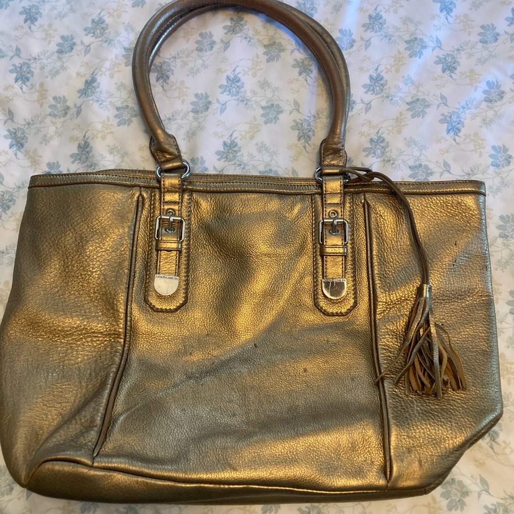 Vince Camuto Gold Leather Tote Bag